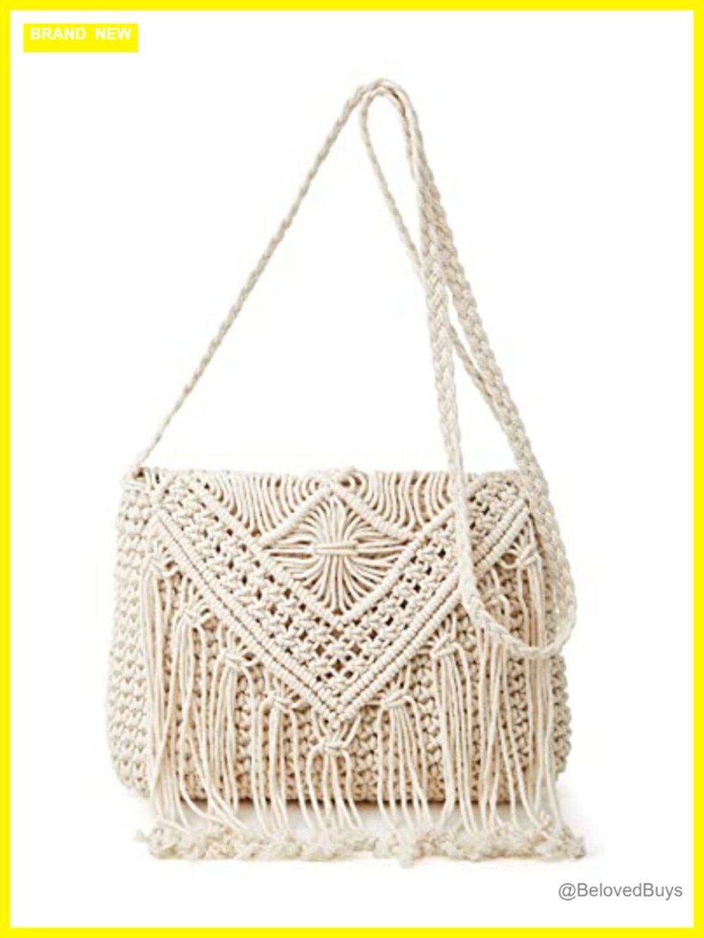 Macrame Hobo Satchel Bag Knit Summer Beach Crossbody Purse Tassels Shoulder